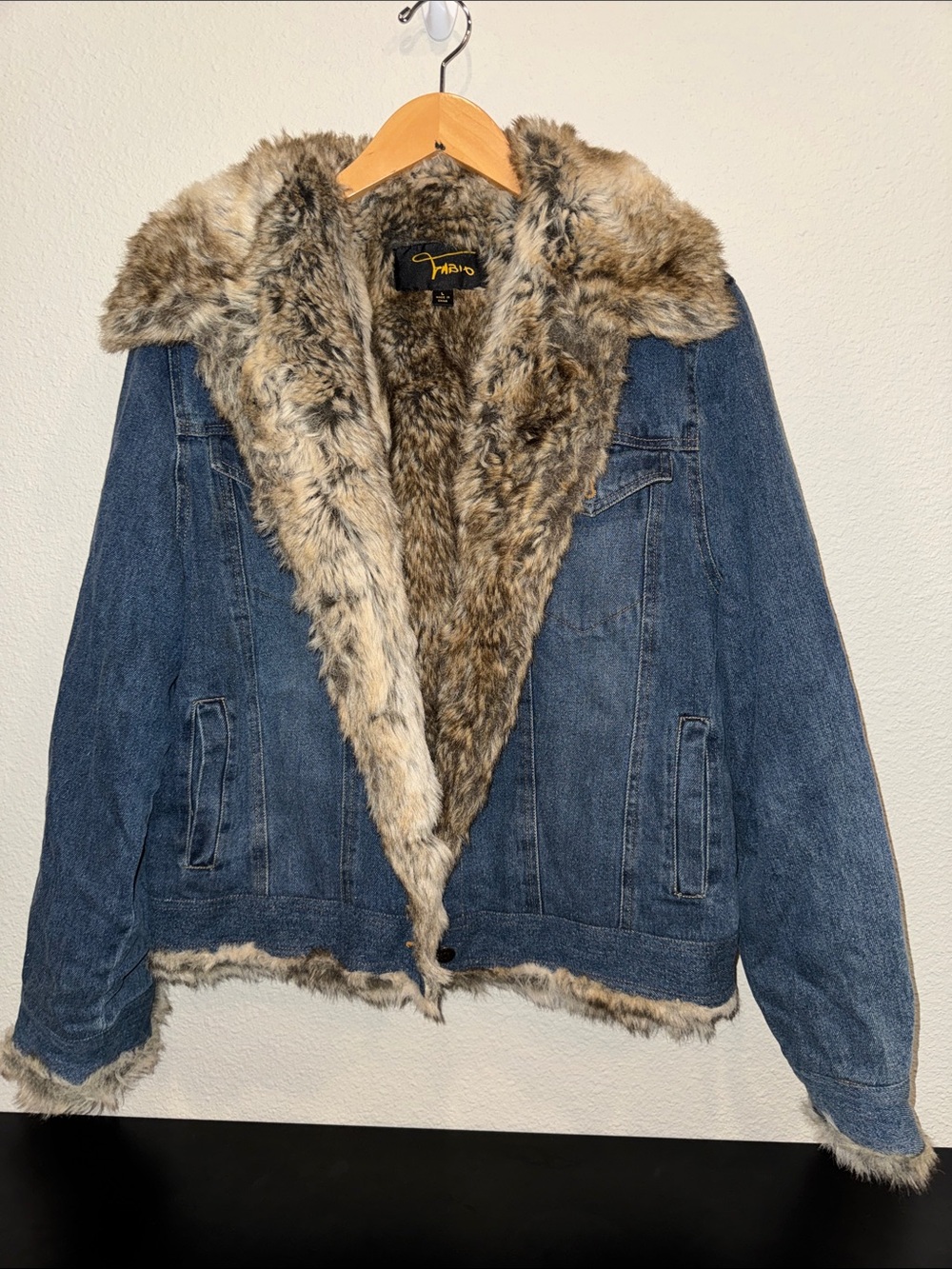 Fabio Faux Fur-Lined Denim Jacket with Brown Fur